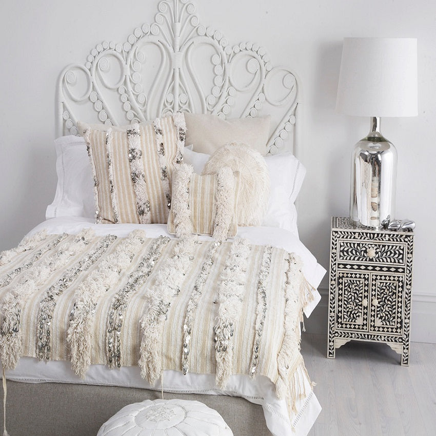 Bone Inlay Bedside Cabinet in Black