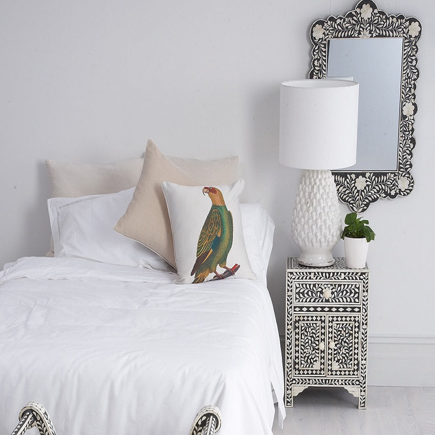 Bone Inlay Bedside Cabinet in Black