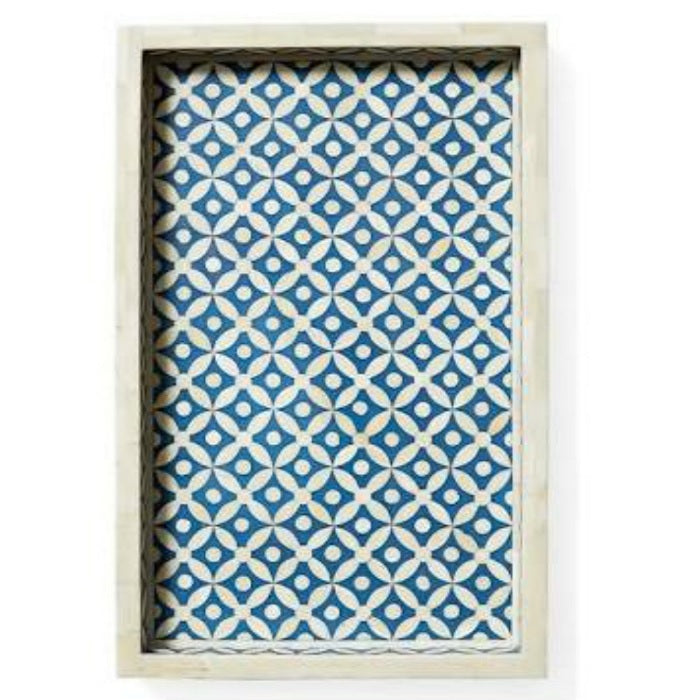 Bone Inlay Rectangular Tray in Celtic/ Blue