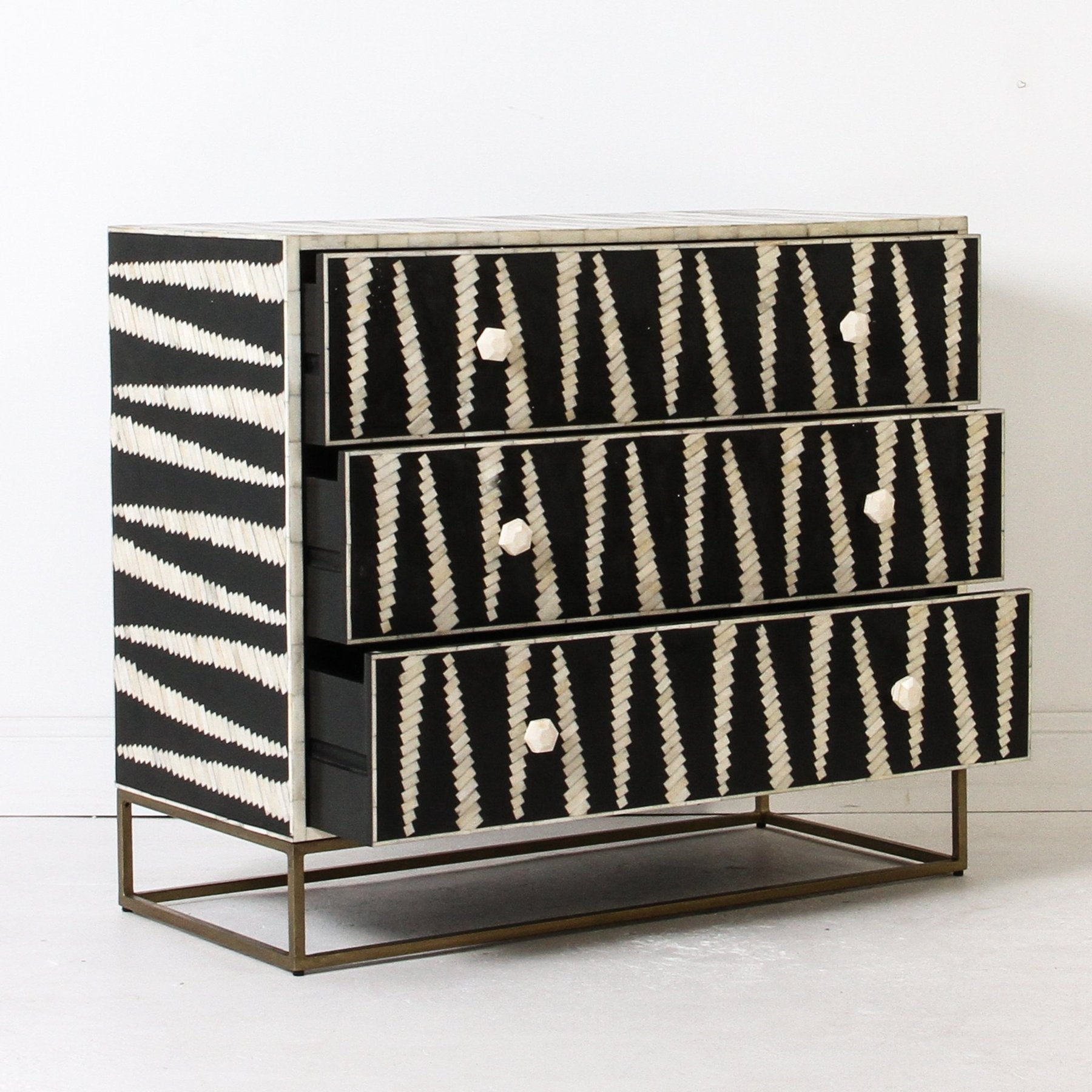 Bone Inlay Sideboard in Chevron Black