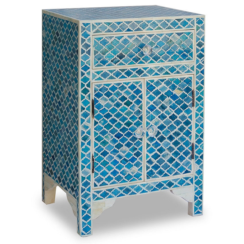 Bone Inlay Marrakech Bedside Cabinet in Fuchsia