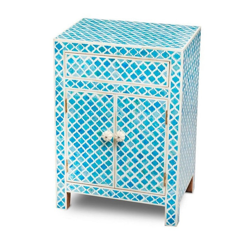 Bone Inlay Marrakech Bedside Cabinet in Fuchsia