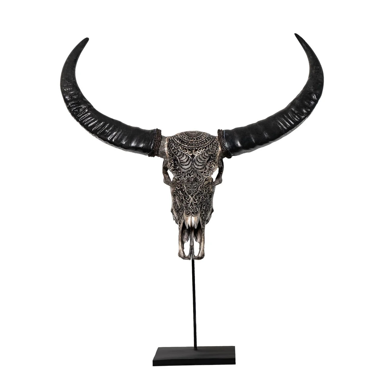Buffalo Skull with Long Horns in Gold