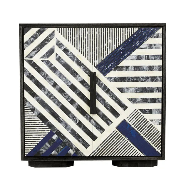 Bone Inlay Chevron Cabinet in Navy