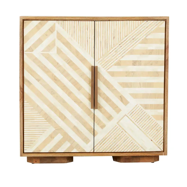 Bone Inlay Chevron Cabinet in Natural