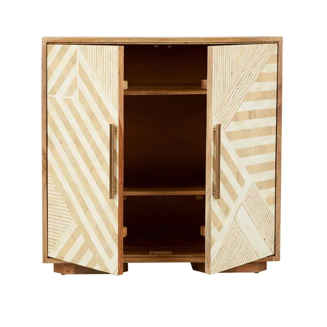 Bone Inlay Chevron Cabinet in Natural