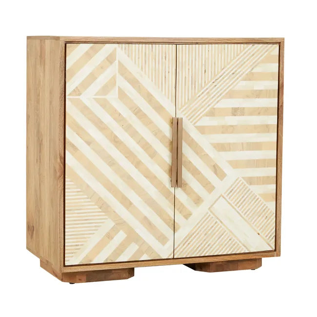 Bone Inlay Chevron Cabinet in Natural