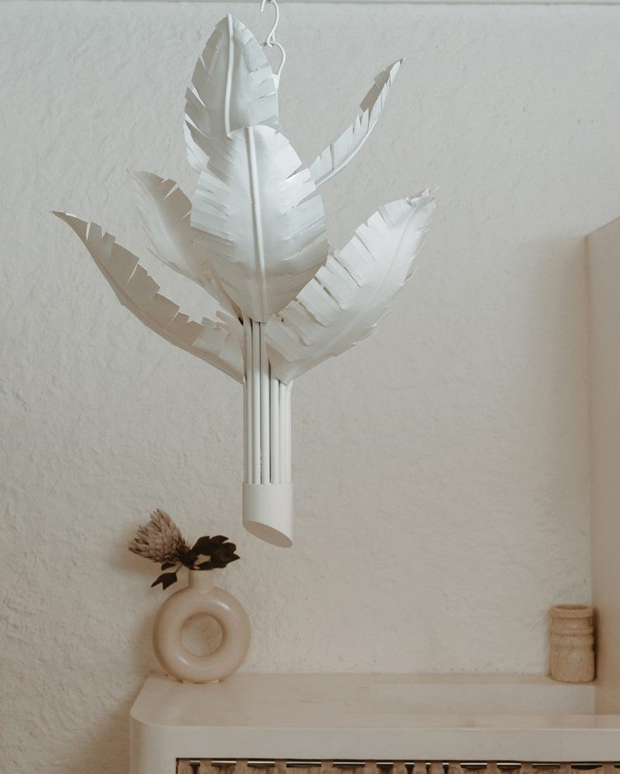 Banana Leaf Chandelier in White