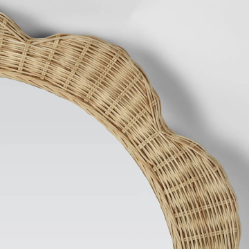 Belle Rattan Scallop Round Mirror