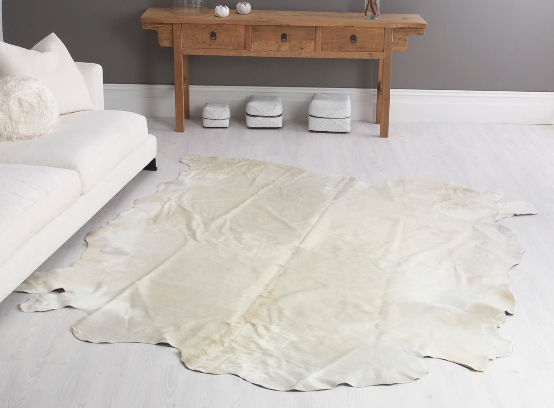 Bianco White Dyed Cow Hide Rug