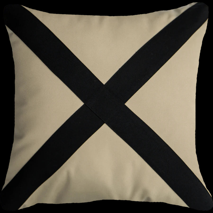 Outdoor Nautical Victor Lounge Cushion 55 x 55cm in Beige & Black