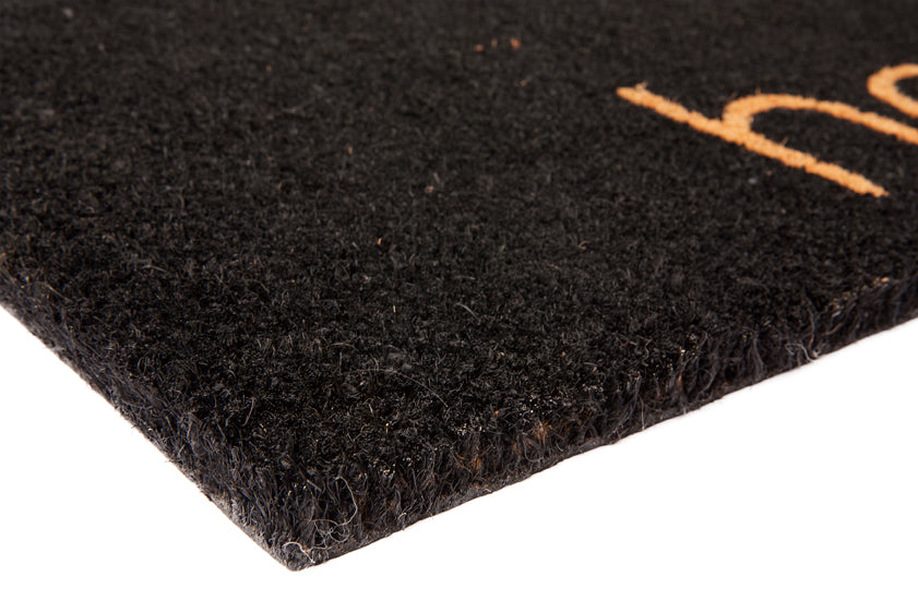 Black Home PVC Backed Coir Door Mat