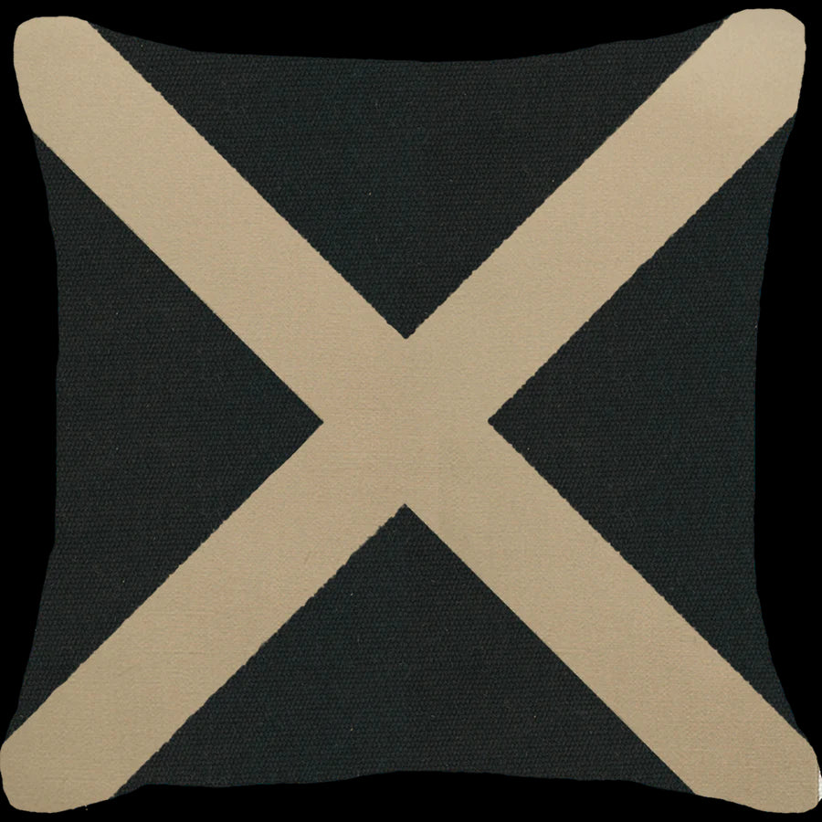 Outdoor Nautical Victor Lounge Cushion 55 x 55cm in Black & Beige