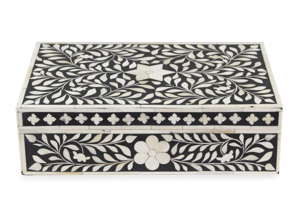 Zohi Interiors Signature Collection : Bone Inlay Large in Floral/Black