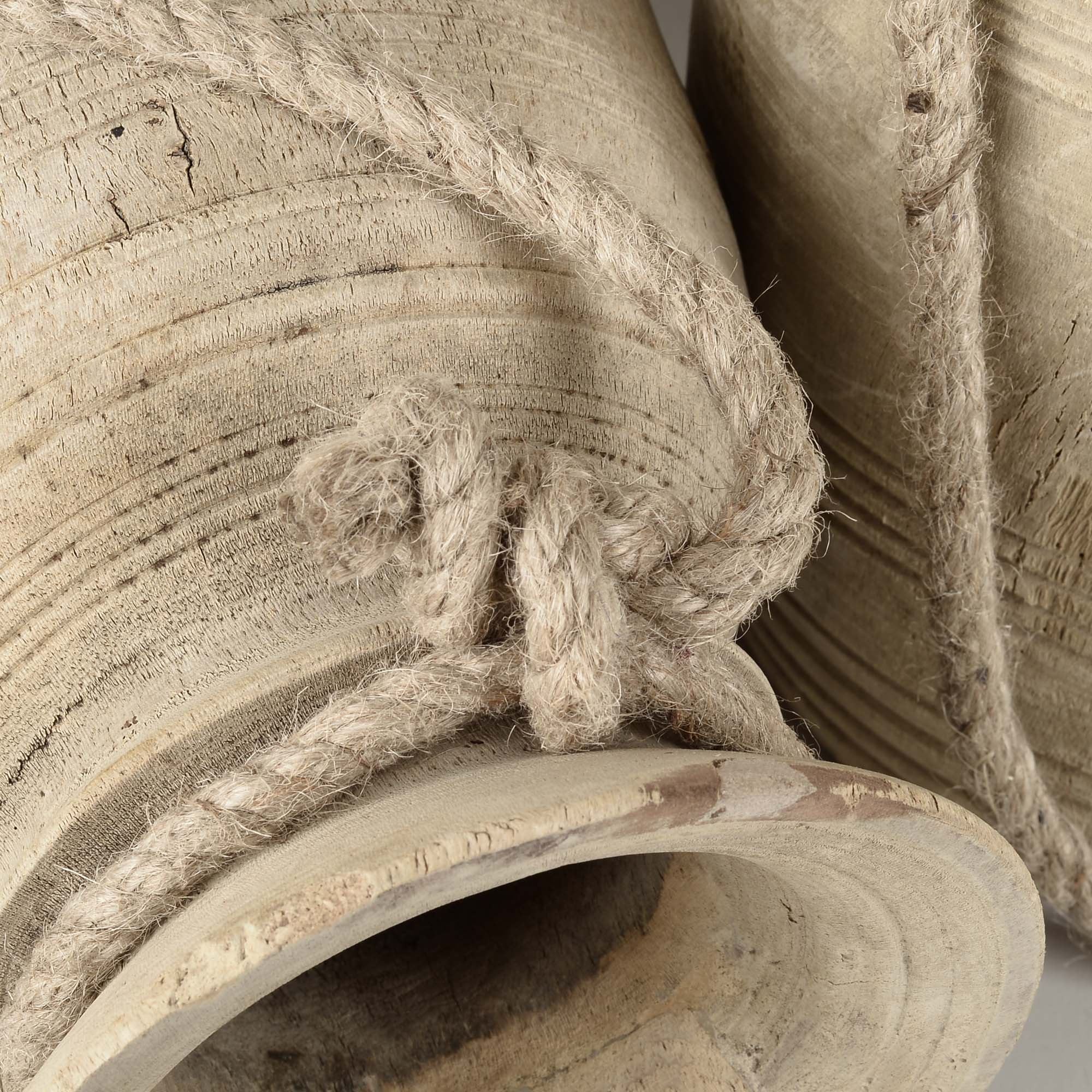 Bleached Wooden Water Pots with Jute
