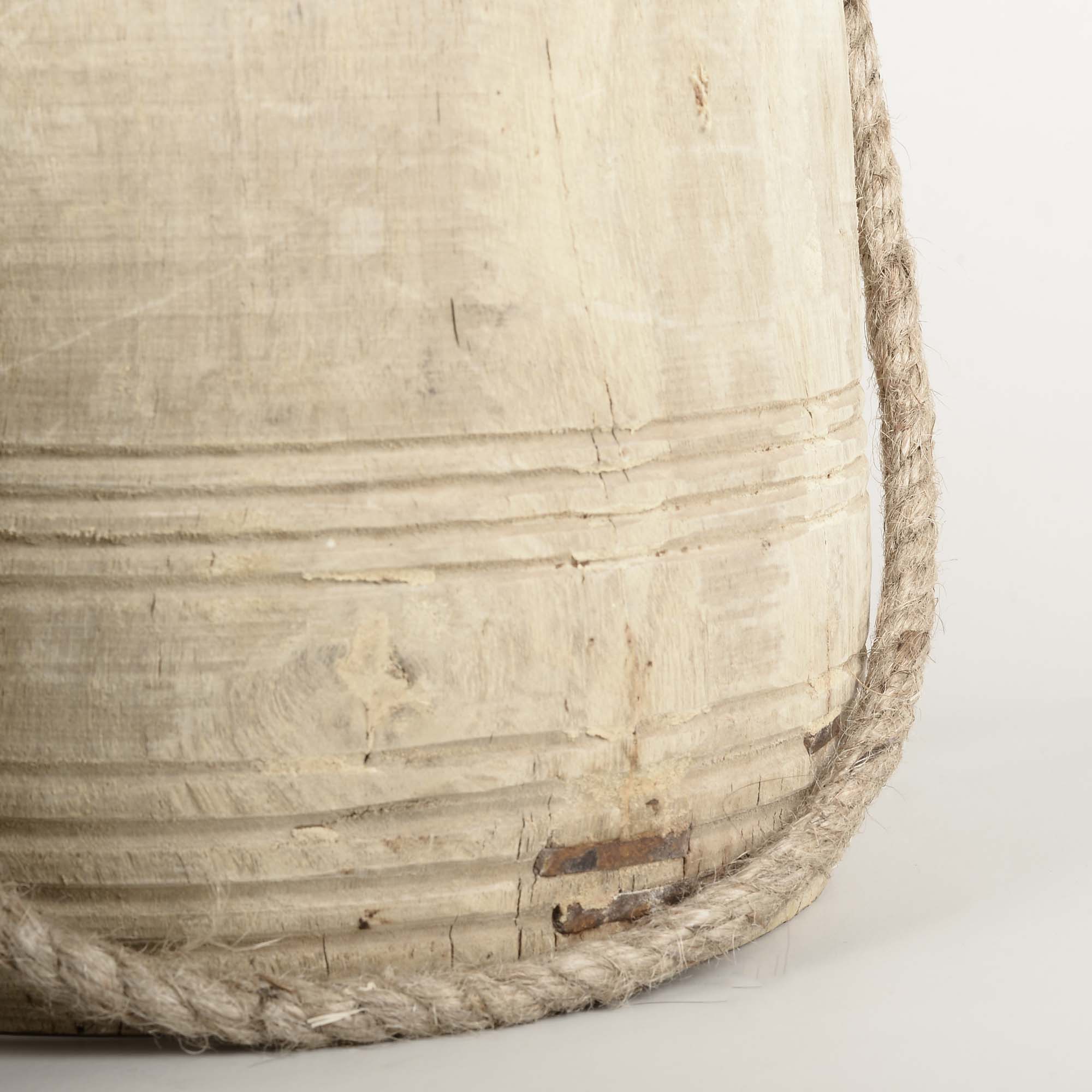 Bleached Wooden Water Pots with Jute