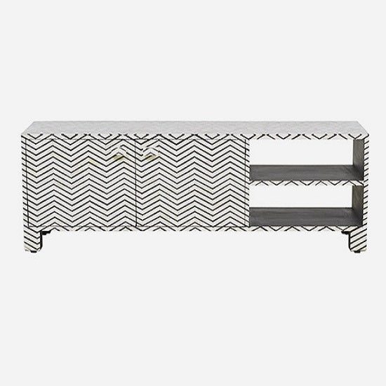 Bone Inlay 2 Door Lowboy in Floral White