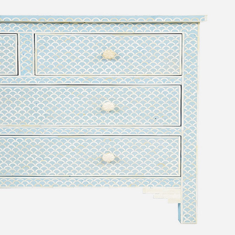 Bone Inlay 4 Drawer Chest in Grey