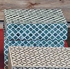 Zohi Interiors Signature Collection : Bone Inlay Large Box in Moroccan /Emerald