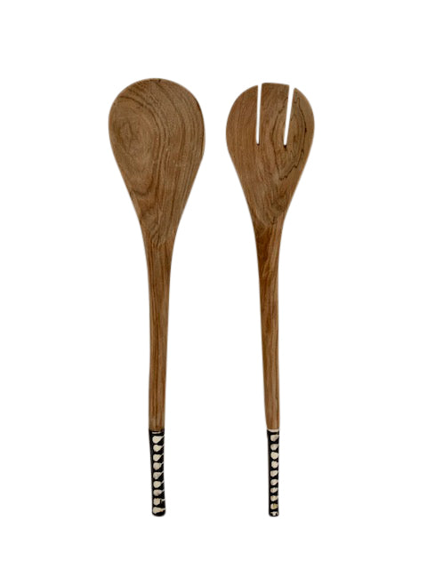 Bone Inlay Salad Spoon Set