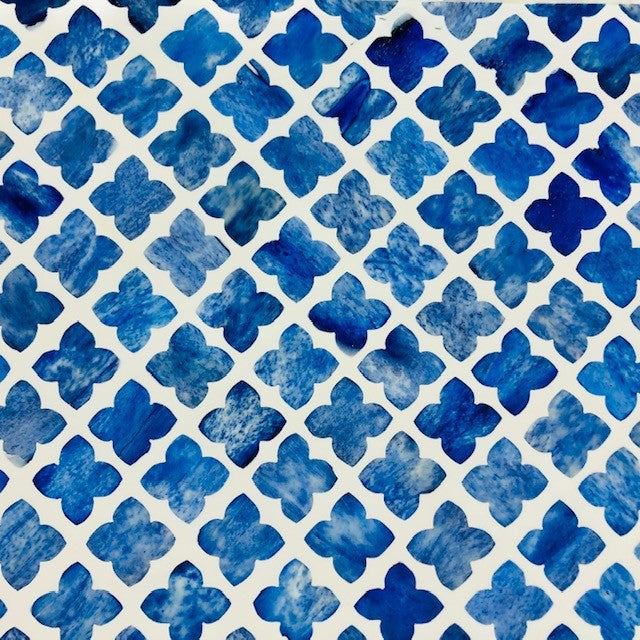 Zohi Interiors Signature Collection : Bone Inlay Box in Quatrefoil/Blue