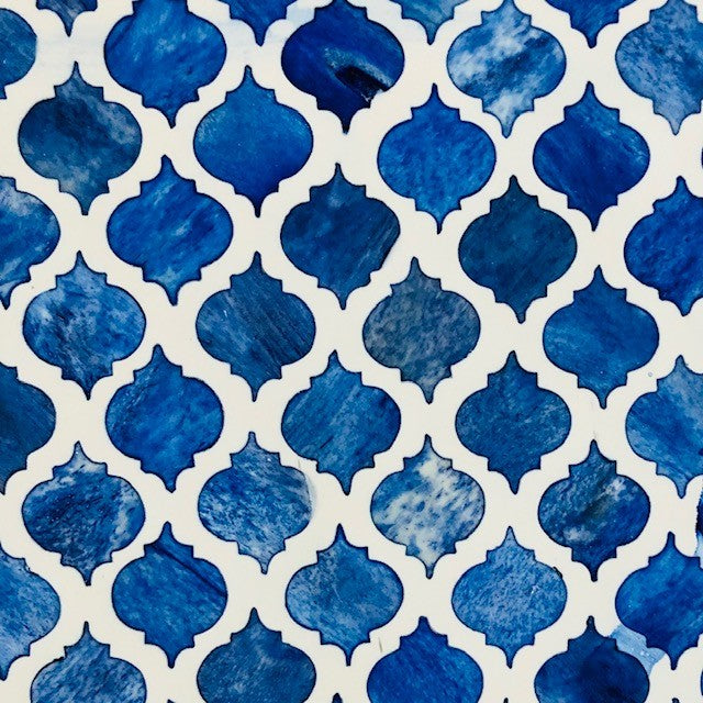 Zohi Interiors Signature Collection : Bone Inlay Box in Quatrefoil/Blue