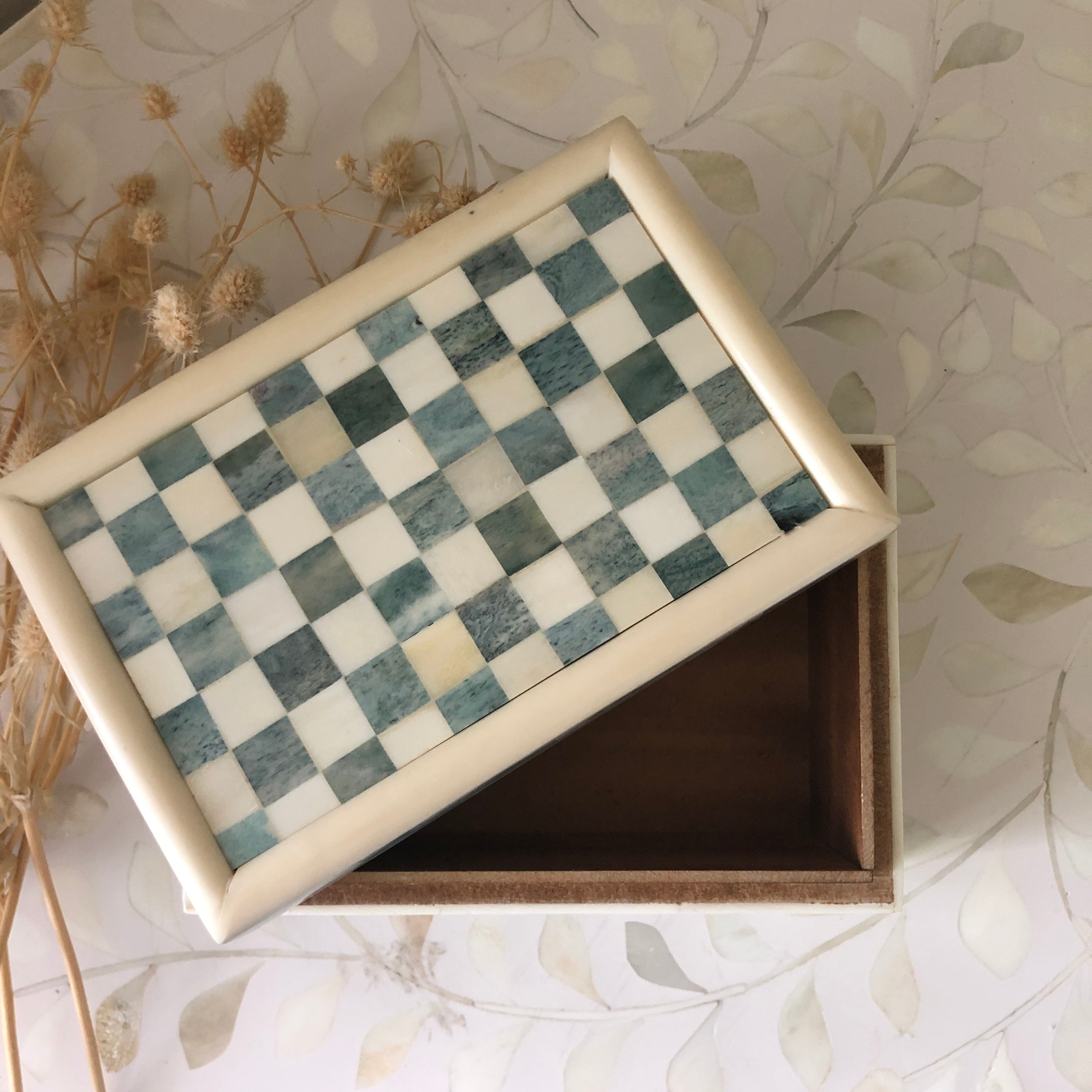 Bone Inlay Box in Checker Pattern