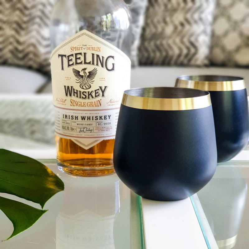 Manhattan Brass & Black Whiskey Glasses Set of 4