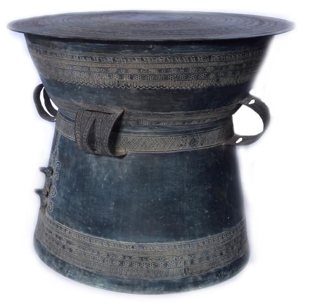Handbeaten Rain Drum with Etched Detail - Medium