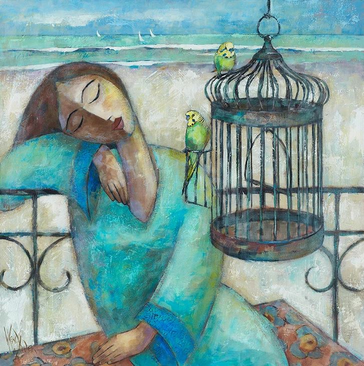 Budgies On The Beach Wall Art