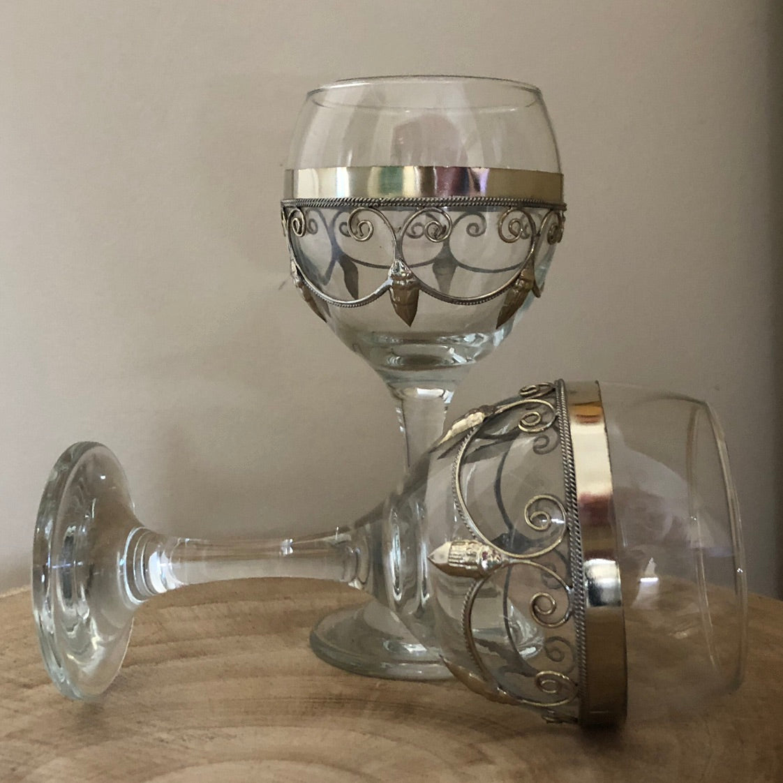Moroccan Wine Glasses with Silver Embellishment - Set of 6