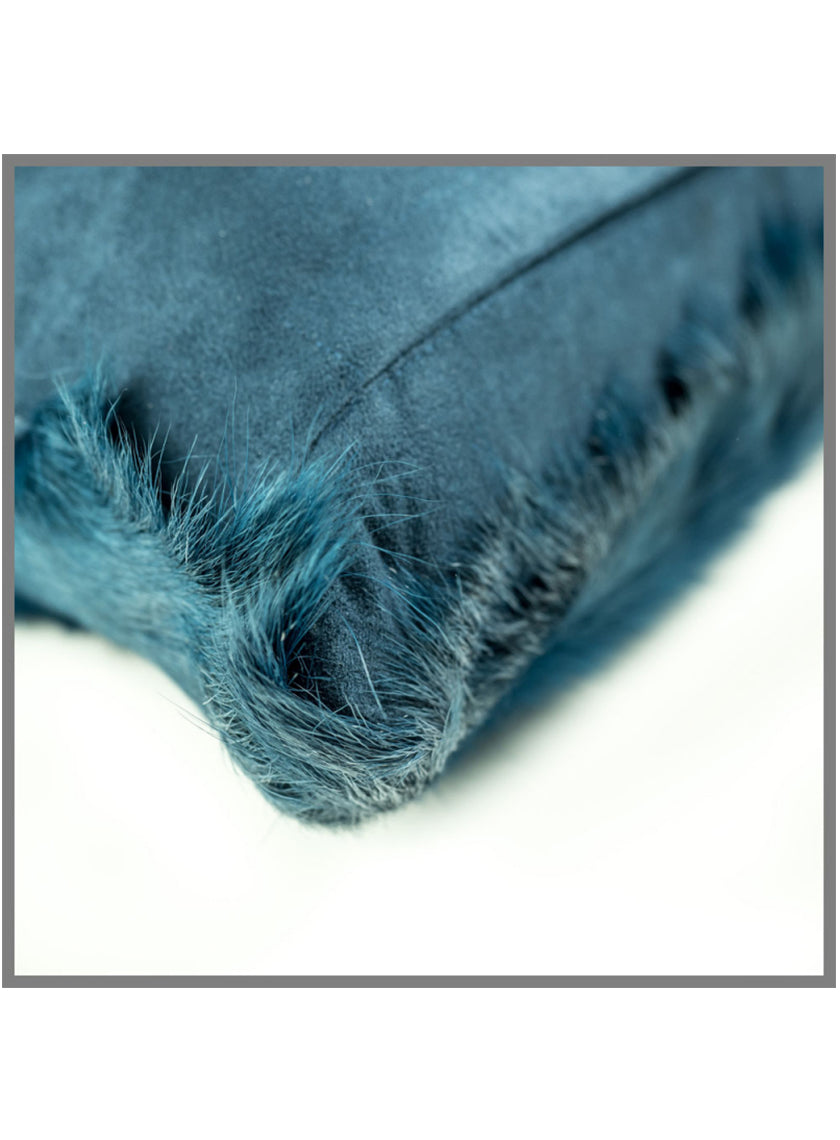Goatskin Cushion in Dark Blue