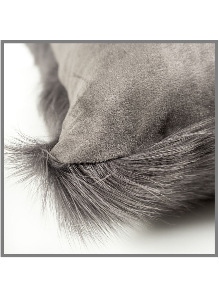 Goatskin Cushion in Charcoal