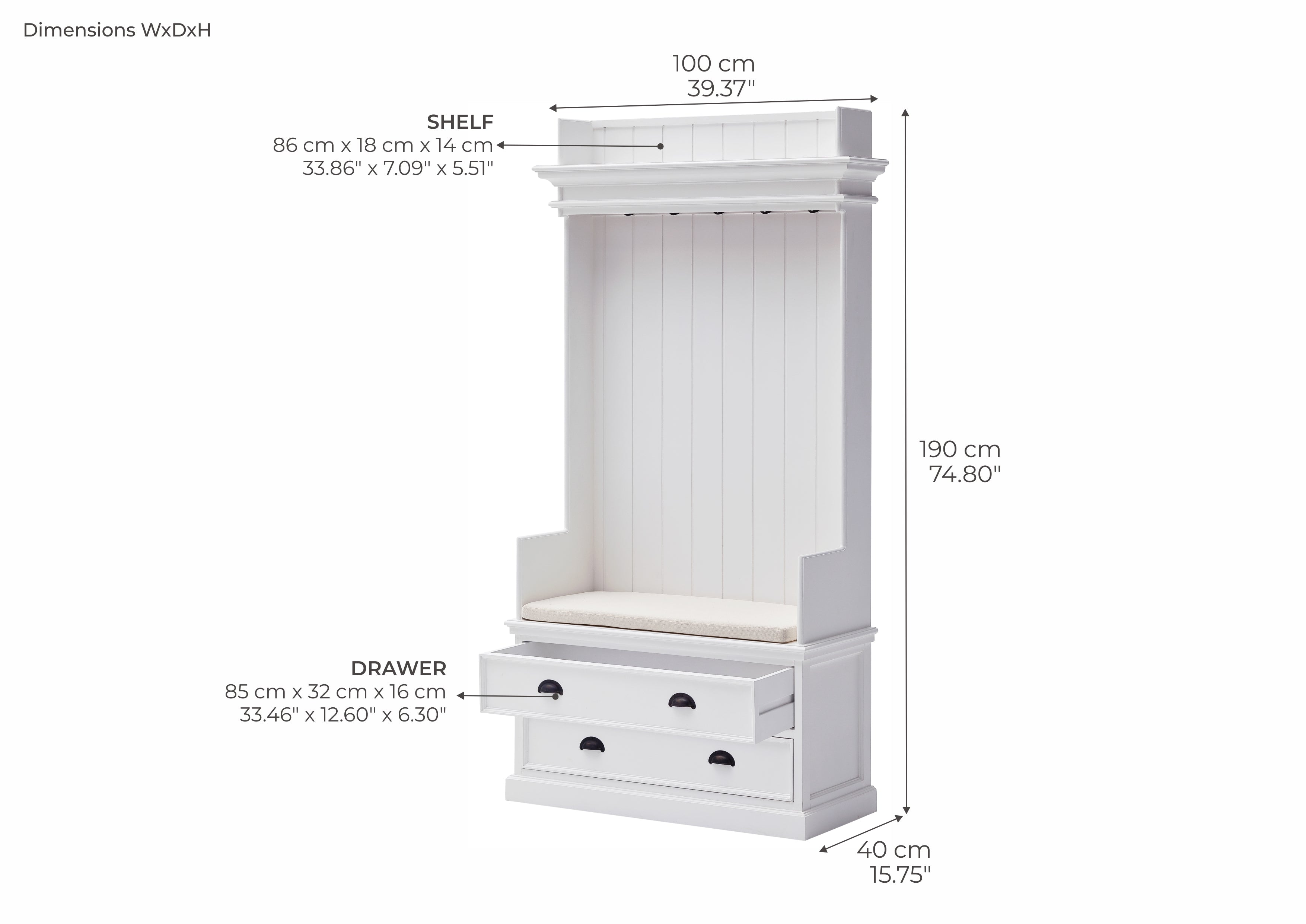 Tiana Beach Entryway Coat Rack & Bench Unit