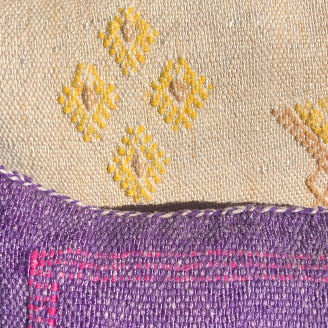 Genuine Moroccan Cactus Silk Cushion in Cream