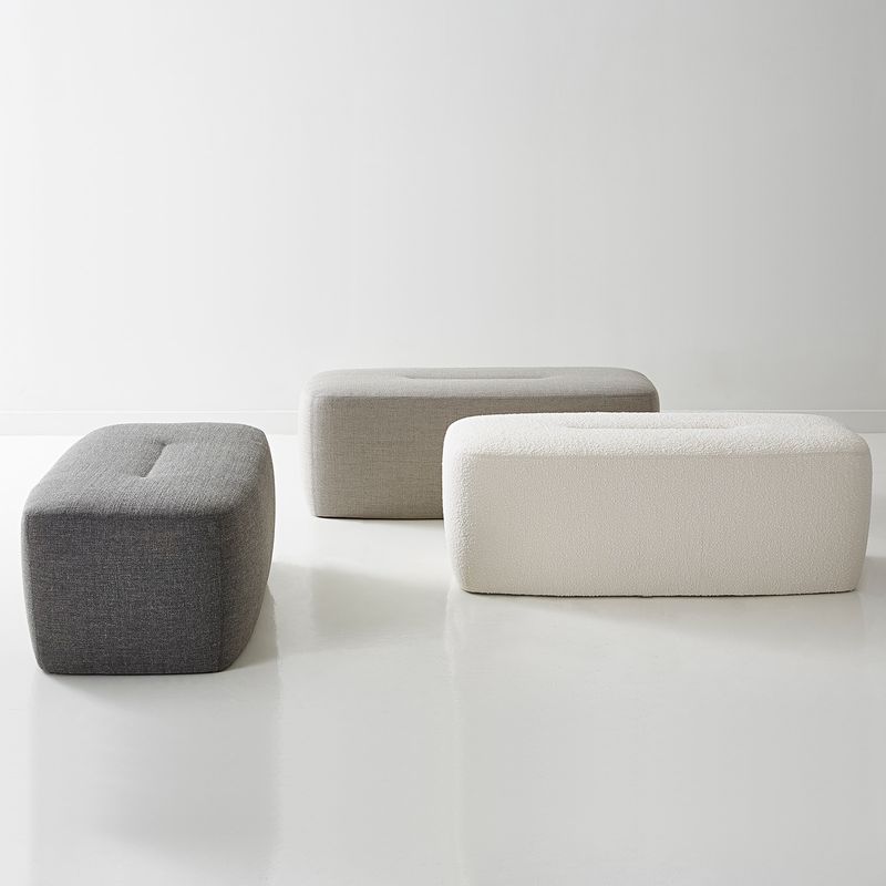Jesse Ottoman in Cream Boucle