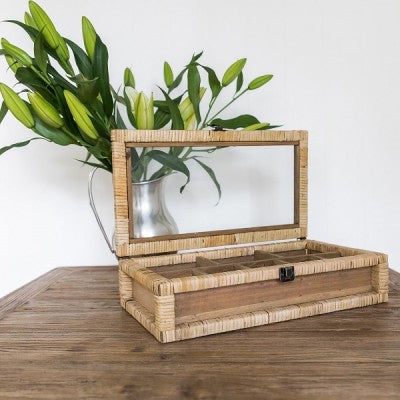 Rattan & Glass Display Box - Small