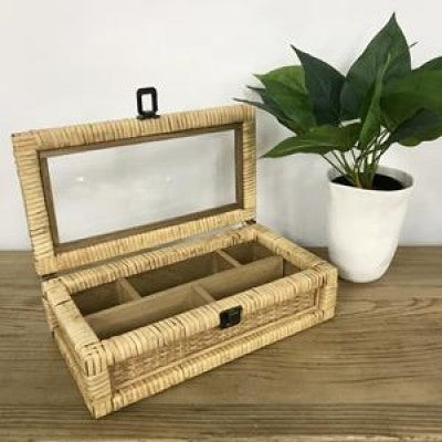 Rattan & Glass Display Box - Small