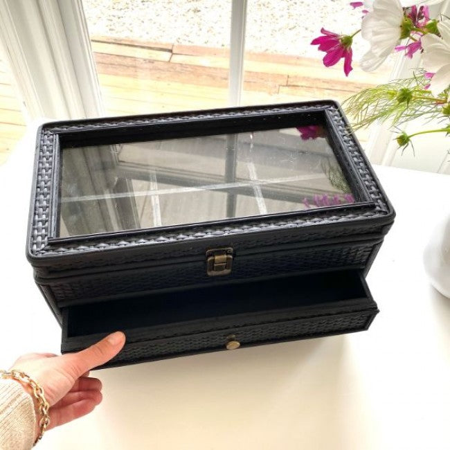 Rattan Jewellery Box in Black