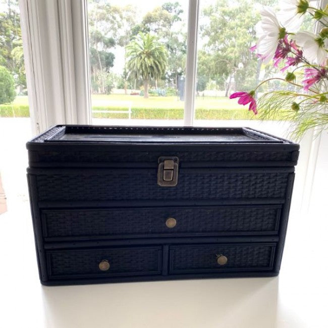 Rattan Jewellery Box in Black