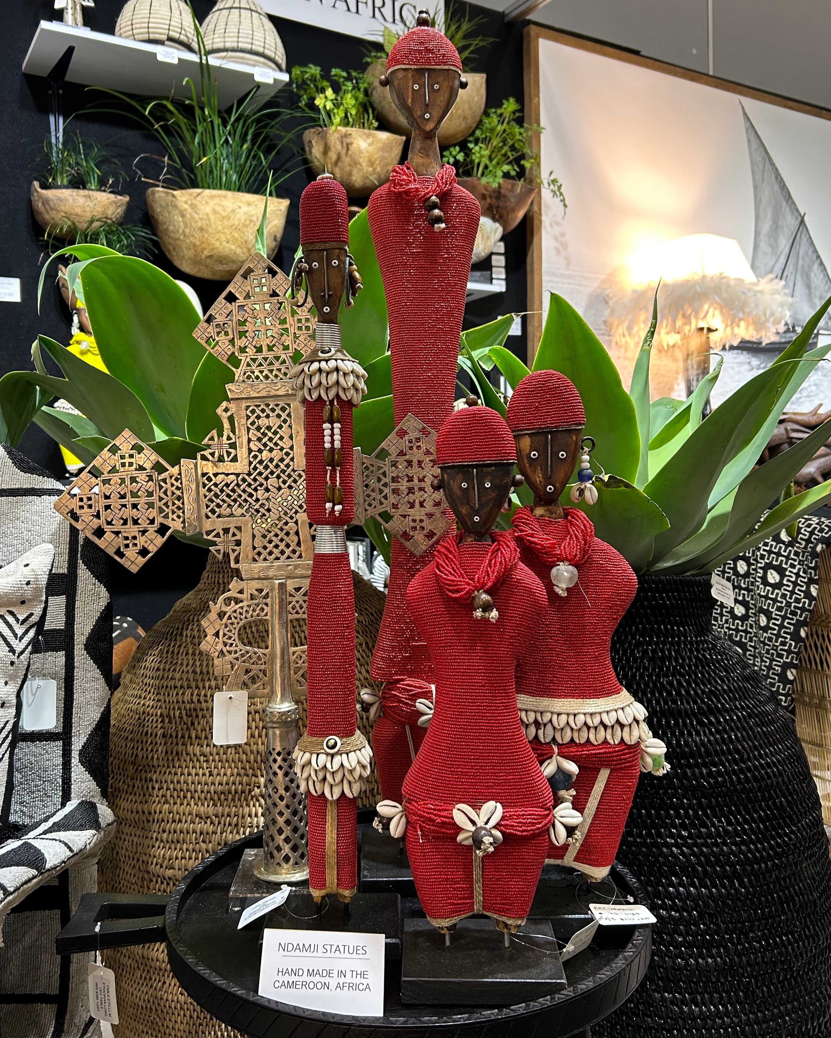 Tall Ndamji Beaded Doll in Red