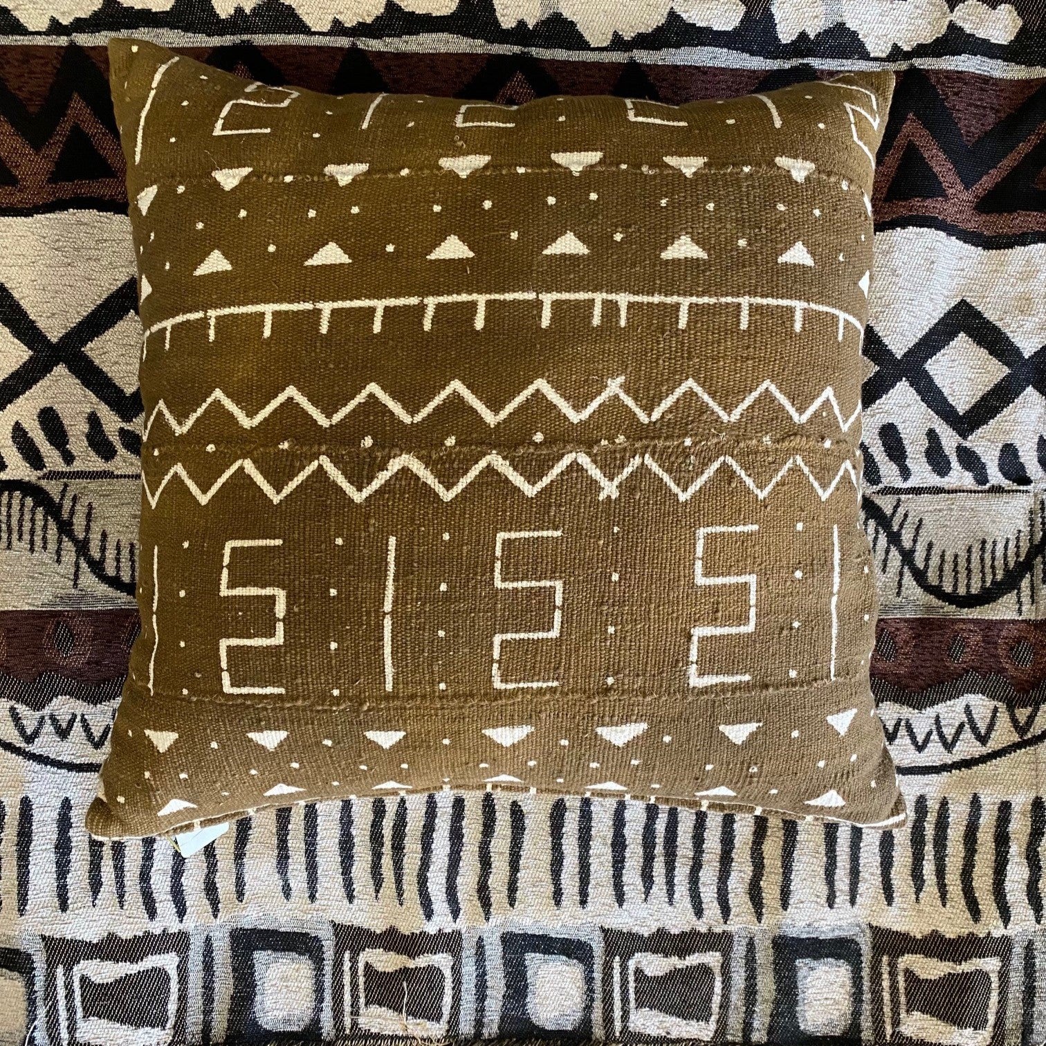 Mudcloth Cushion in Earth