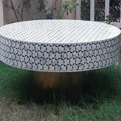 Bone Inlay Egypt Coffee Table in Charcoal