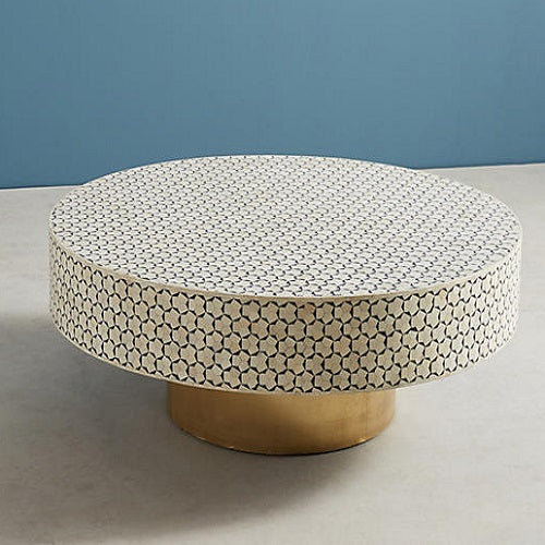 Bone Inlay Egypt Coffee Table in Charcoal