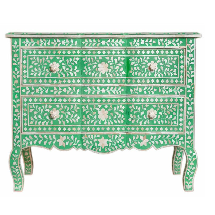 Bone Inlay Honeycomb Chest 3 Drawer Chest in Black
