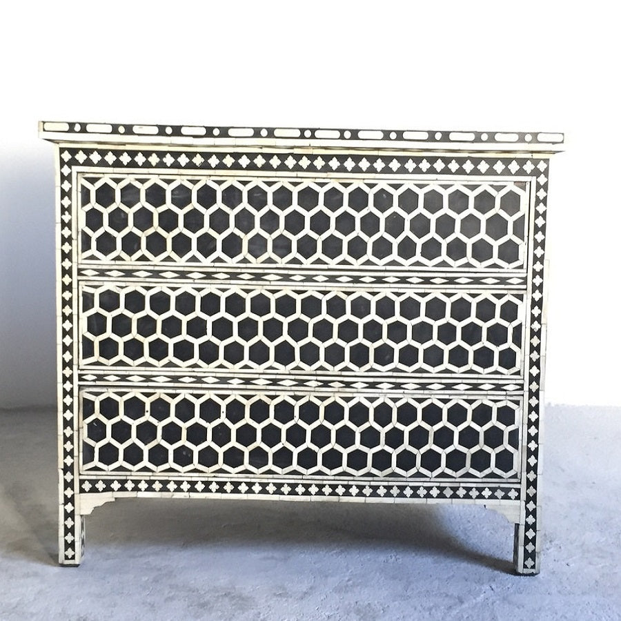 Bone Inlay 3 Drawer Chest in White