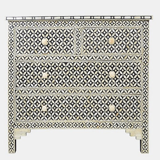 Navy Bone Inlay Chest of Drawers