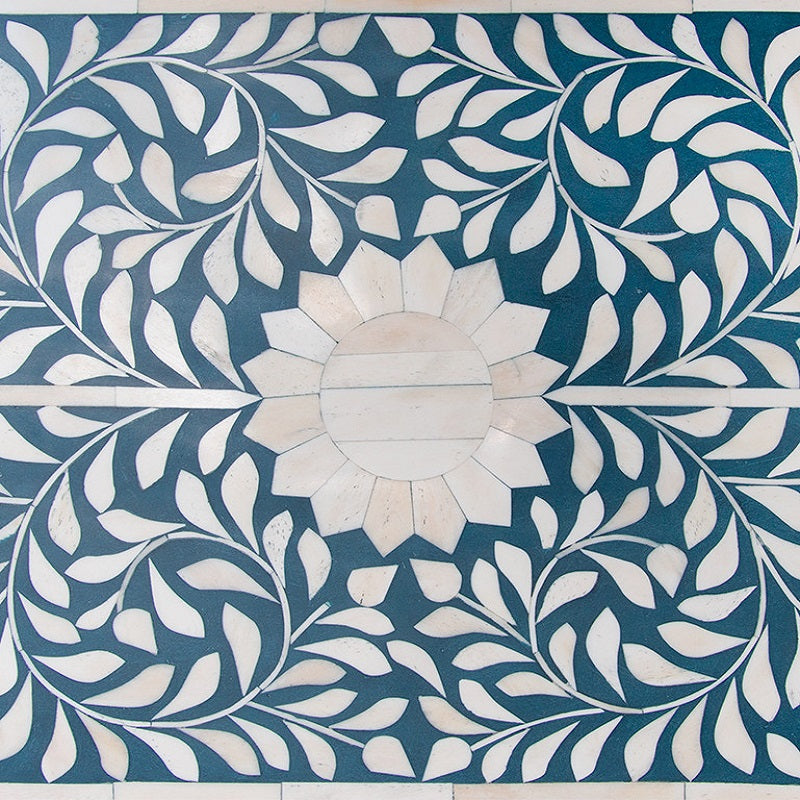 Bone Inlay 4 Drawer Chest in Sapphire