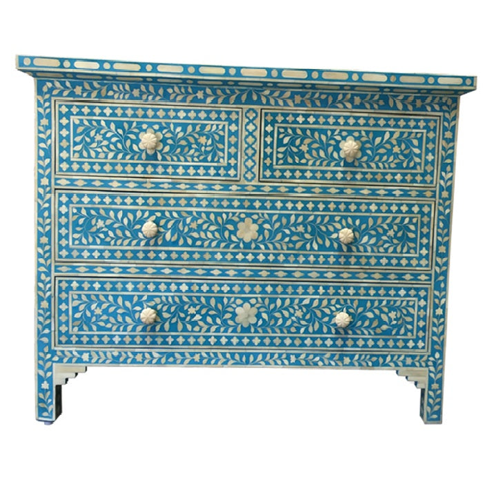 Chevron Bone Inlay Chest Of Drawers in Grey