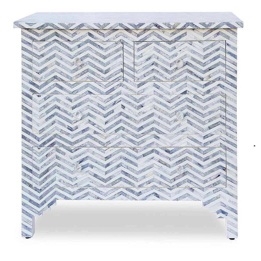 Bone Inlay Marrakech 4 Drawer Chest in Fuchsia